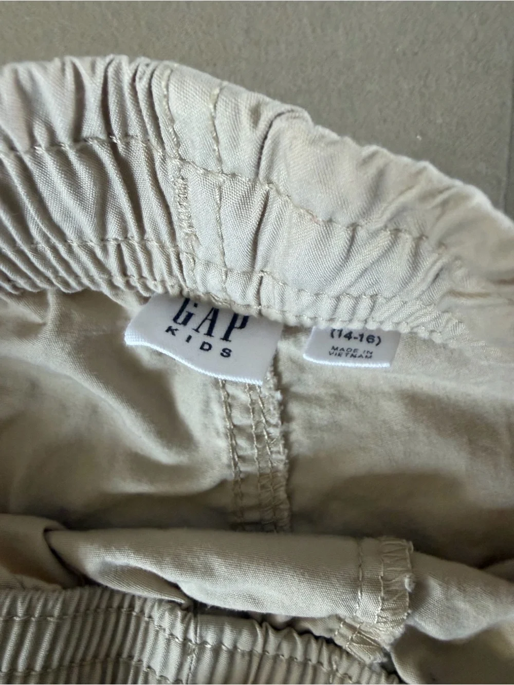 GAP Khaki Elastic-Waist Drawstring Shorts